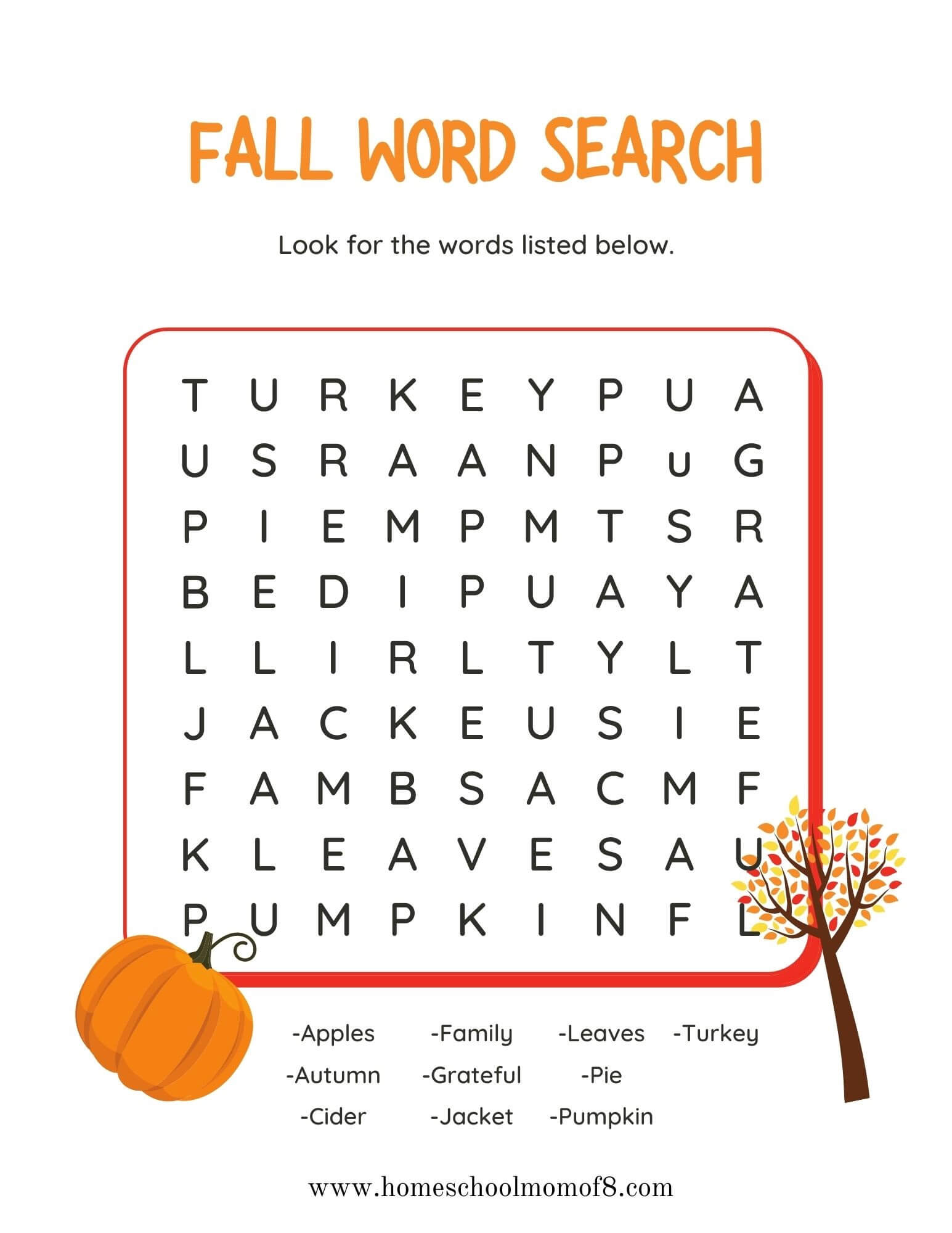 Free & Printable Fall worksheets - HomeSchool Mom of 8